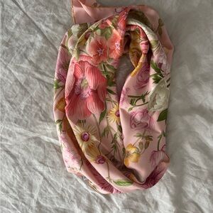 Salvatore Ferragamo Pink Floral Silk Scarf